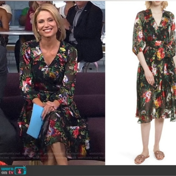 NWT Alice Olivia Abney Silk Floral Wrap Dress SZ 8 - Picture 4 of 15